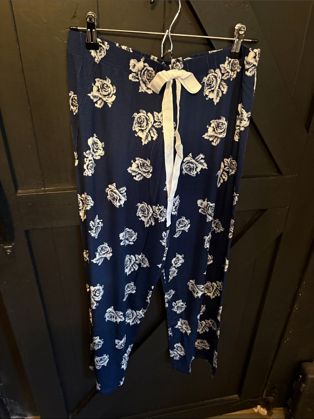 Cozy White V-Neck Top with Navy Floral Pajama Pants - Picture 7 of 9